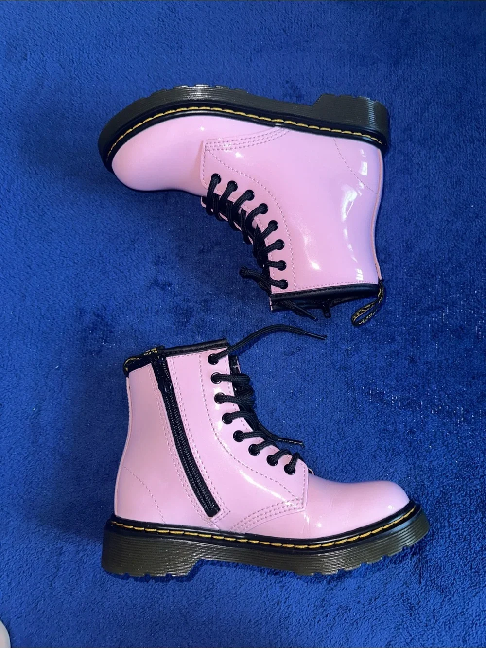 Dr. Martens Boots Kids Pale Pink Patent Leather Lace Up Girls 1460J Size 1Y